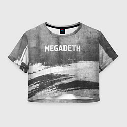 Футболка 3D укороченная женская Megadeth - grey gradient посередине, цвет: 3D-принт