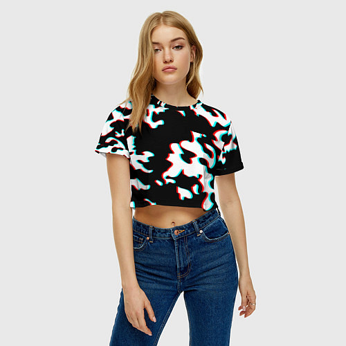Женский топ Камуфляж глитч / 3D-принт – фото 3