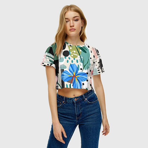 Женский топ Цветы горошек абстракция / 3D-принт – фото 3