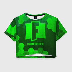 Футболка 3D укороченная женская Fortnite - green gradient, цвет: 3D-принт