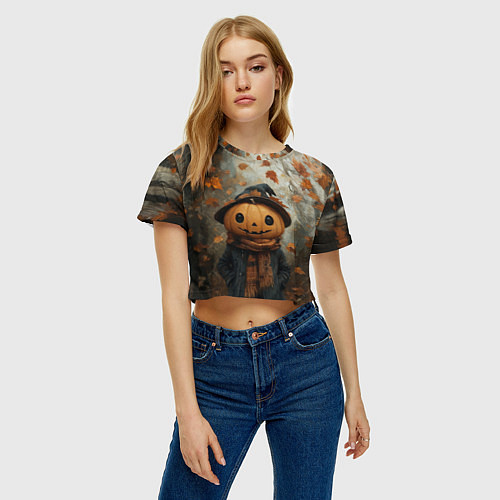 Женский топ Милый тыквенный Джек / 3D-принт – фото 3