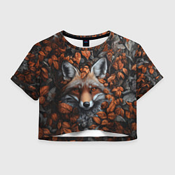 Футболка 3D укороченная женская Оранжевоглазый лис, цвет: 3D-принт