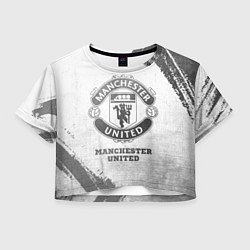 Футболка 3D укороченная женская Manchester United - white gradient, цвет: 3D-принт