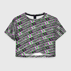 Футболка 3D укороченная женская Juventus glitch pattern, цвет: 3D-принт