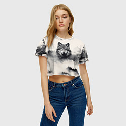 Футболка 3D укороченная женская Голова серого волка, цвет: 3D-принт — фото 2