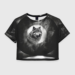 Футболка 3D укороченная женская Голова серого волка, цвет: 3D-принт
