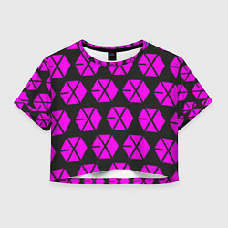 Футболка 3D укороченная женская Exo логотип, цвет: 3D-принт