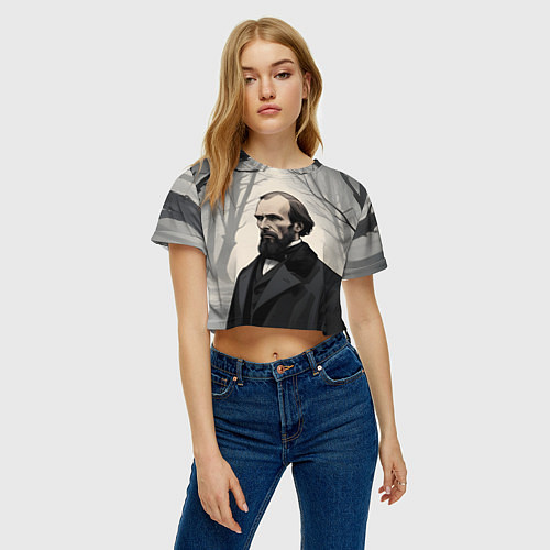 Женский топ Достоевский зимняя аллея / 3D-принт – фото 3