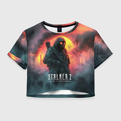Футболка 3D укороченная женская Stalker 2 радиоактивный фон, цвет: 3D-принт
