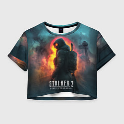 Футболка 3D укороченная женская Stalker 2 радиоактивный дым, цвет: 3D-принт