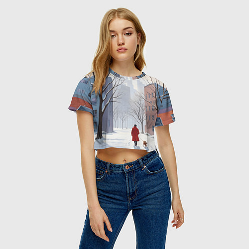 Женский топ Прогулка зима / 3D-принт – фото 3