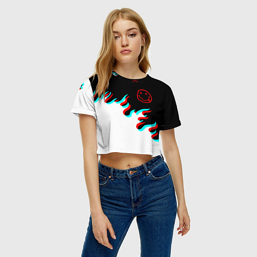 Женский топ Нирвана глитч огонь / 3D-принт – фото 3