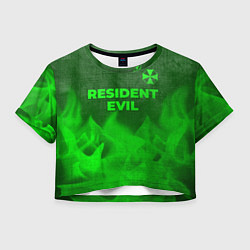 Футболка 3D укороченная женская Resident Evil - green gradient посередине, цвет: 3D-принт