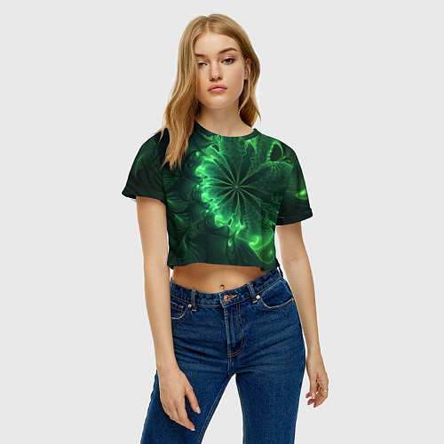 Женский топ Оптический зелёный фрактал / 3D-принт – фото 3