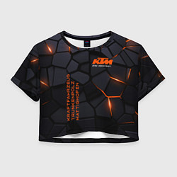 Футболка 3D укороченная женская KTM - плиты с эффектом свечения, цвет: 3D-принт