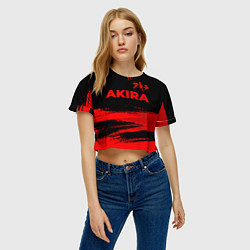 Футболка 3D укороченная женская Akira - red gradient посередине, цвет: 3D-принт — фото 2