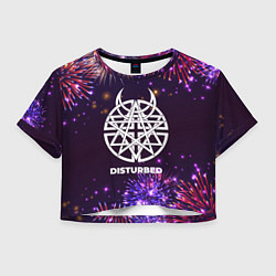Футболка 3D укороченная женская Праздничный Disturbed, цвет: 3D-принт
