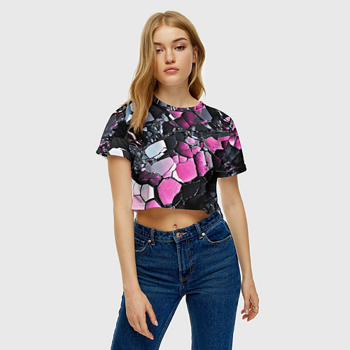 Женский топ Чёрно-розовый камень / 3D-принт – фото 3