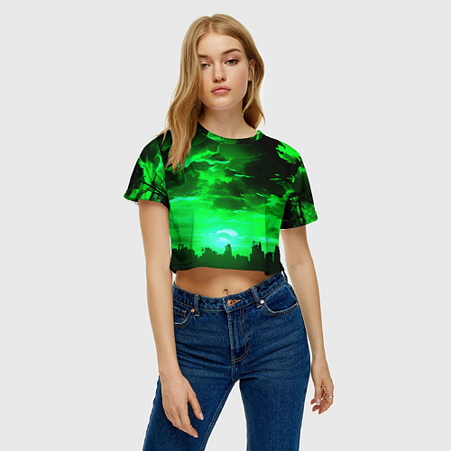 Женский топ Кислотный зелёный закат / 3D-принт – фото 3