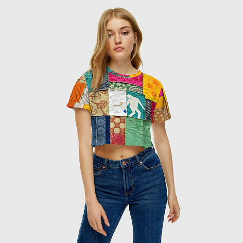 Женский топ Пэчворк с человечком / 3D-принт – фото 3