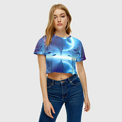 Футболка 3D укороченная женская Луна и рыбы - нейроарт фантазия, цвет: 3D-принт — фото 2