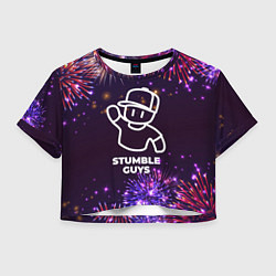 Футболка 3D укороченная женская Праздничный Stumble Guys, цвет: 3D-принт