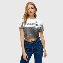 Футболка 3D укороченная женская Sabaton - white gradient посередине, цвет: 3D-принт — фото 2