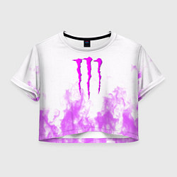 Футболка 3D укороченная женская Monster energy neon flame, цвет: 3D-принт