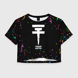 Футболка 3D укороченная женская Tokio Hotel конфети, цвет: 3D-принт