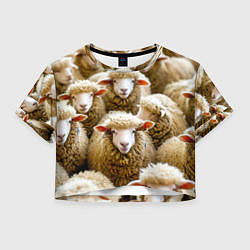 Футболка 3D укороченная женская Стадо овец, цвет: 3D-принт