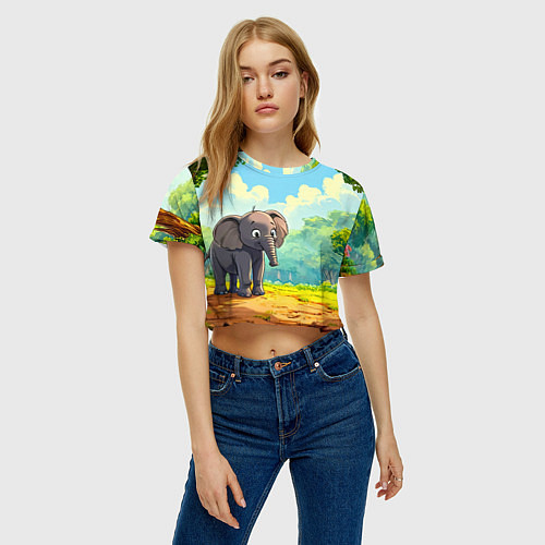 Женский топ Слоненок в лесу / 3D-принт – фото 3