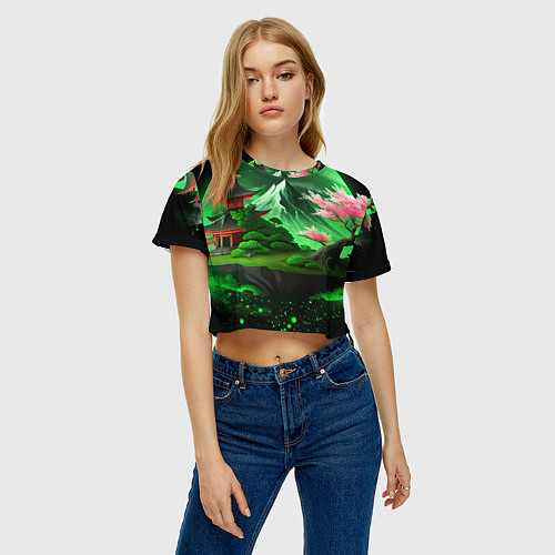 Женский топ Green nature Japan / 3D-принт – фото 3