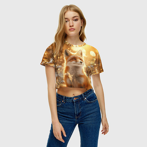 Женский топ Рыжая лисица в лесу / 3D-принт – фото 3