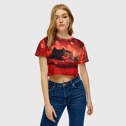 Футболка 3D укороченная женская Влюбленные котята с сердечком, цвет: 3D-принт — фото 2