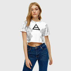 Футболка 3D укороченная женская Thirty Seconds to Mars white poly, цвет: 3D-принт — фото 2