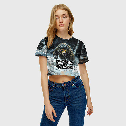 Женский топ Русские не сдаются - медведь в лесу / 3D-принт – фото 3