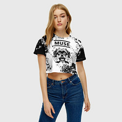Футболка 3D укороченная женская Muse - рок пес, цвет: 3D-принт — фото 2