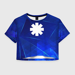 Футболка 3D укороченная женская Red Hot Chili Peppers blue poly, цвет: 3D-принт
