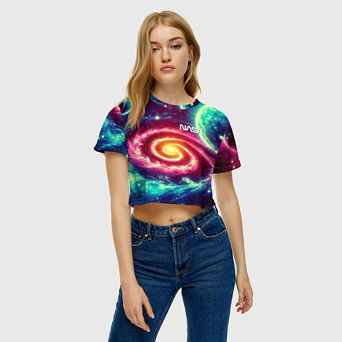 Женский топ Spiral galaxy - neon glow / 3D-принт – фото 3