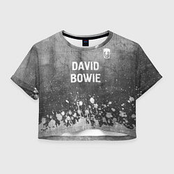 Футболка 3D укороченная женская David Bowie - grey gradient посередине, цвет: 3D-принт