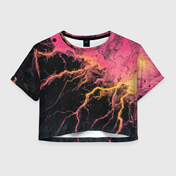 Футболка 3D укороченная женская Абстрактные молнии текстура, цвет: 3D-принт