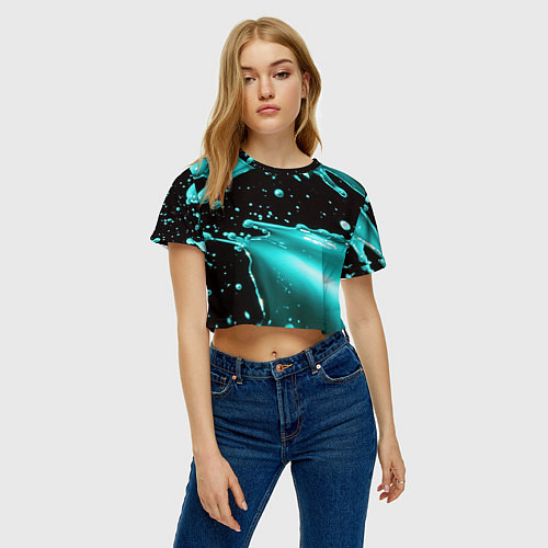 Женский топ Разрыв голубой краски / 3D-принт – фото 3