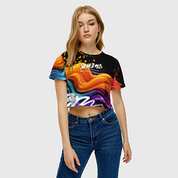 Футболка 3D укороченная женская Жизнь не поле, цвет: 3D-принт — фото 2