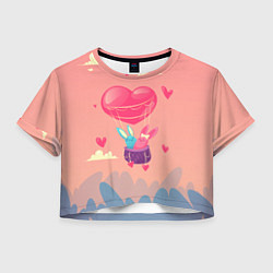 Футболка 3D укороченная женская Зайки на шаре, цвет: 3D-принт