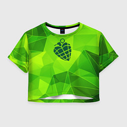 Футболка 3D укороченная женская Green Day green poly, цвет: 3D-принт