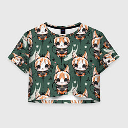 Футболка 3D укороченная женская Анимешный лис фенек, цвет: 3D-принт