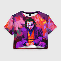Футболка 3D укороченная женская Джокер рисунок красками, цвет: 3D-принт