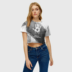 Футболка 3D укороченная женская Death Stranding - grey gradient, цвет: 3D-принт — фото 2