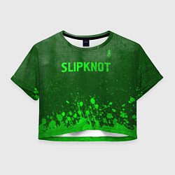 Футболка 3D укороченная женская Slipknot - green gradient посередине, цвет: 3D-принт