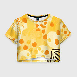 Футболка 3D укороченная женская Солнечные пятна жирафа, цвет: 3D-принт